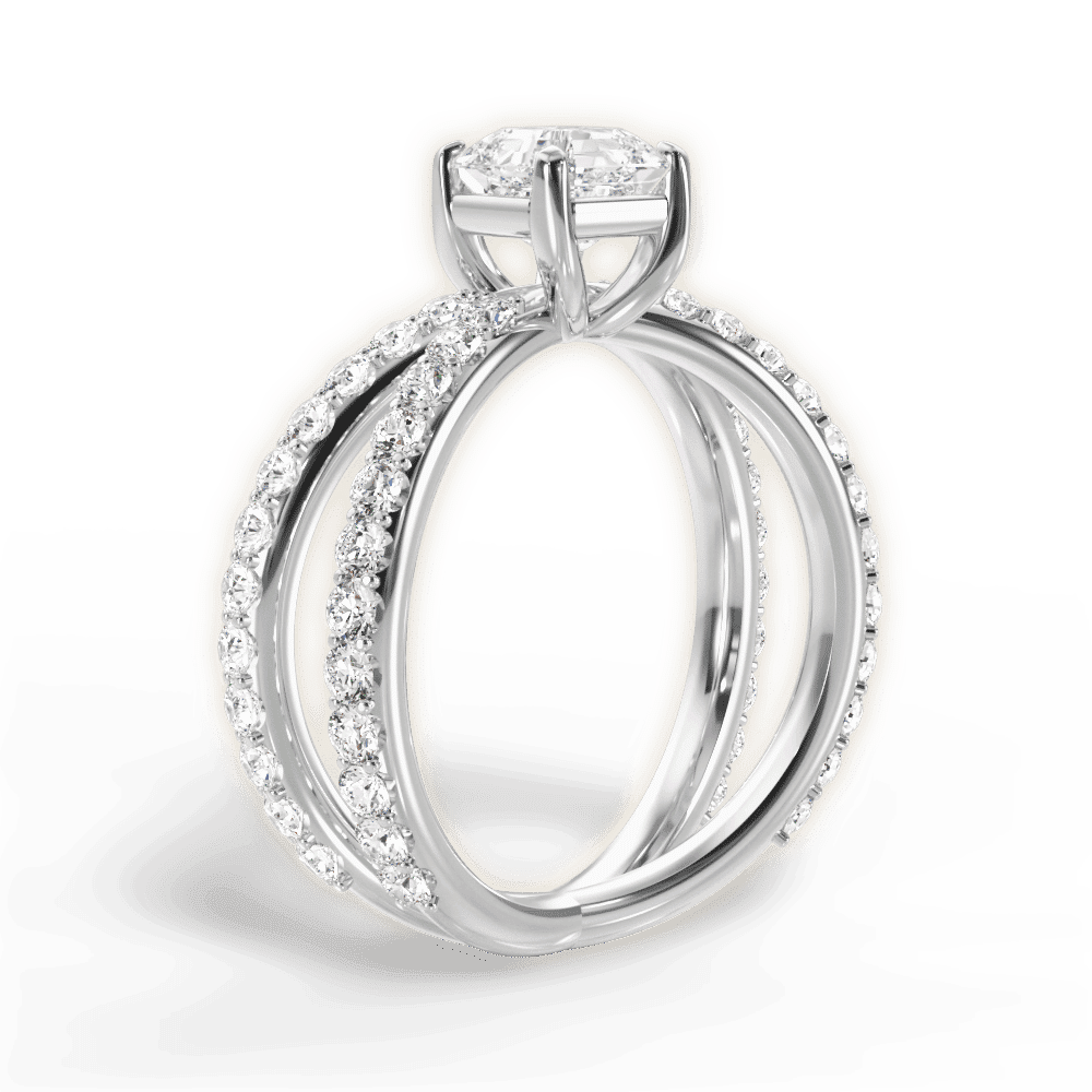 14kt White Gold/18kt White Gold/Platinum/asscher/front