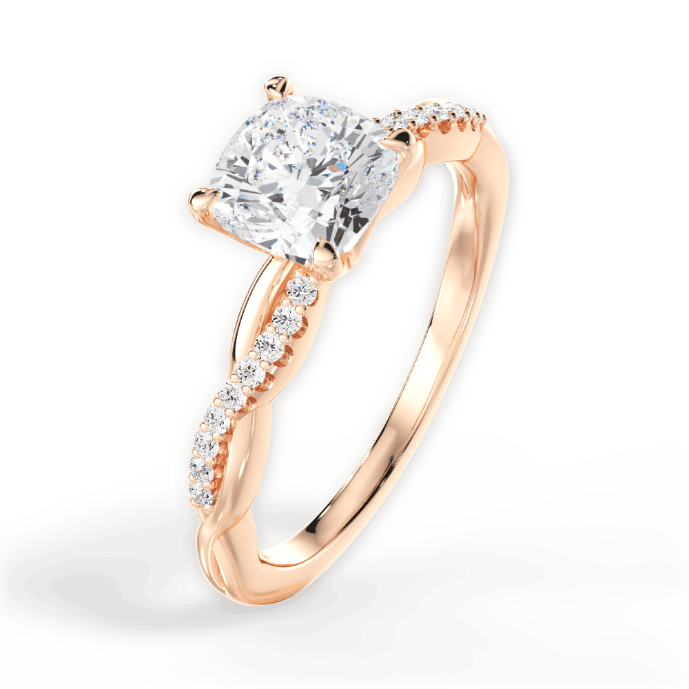 14kt Rose Gold/18kt Rose Gold/cushion/side