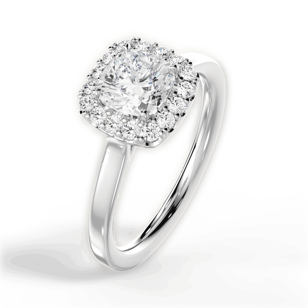 14kt White Gold/18kt White Gold/Platinum/cushion/side