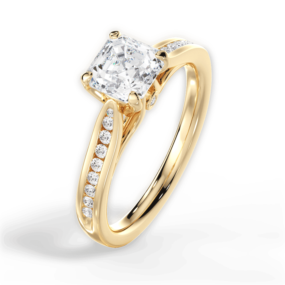14kt Yellow Gold/18kt Yellow Gold/asscher/side