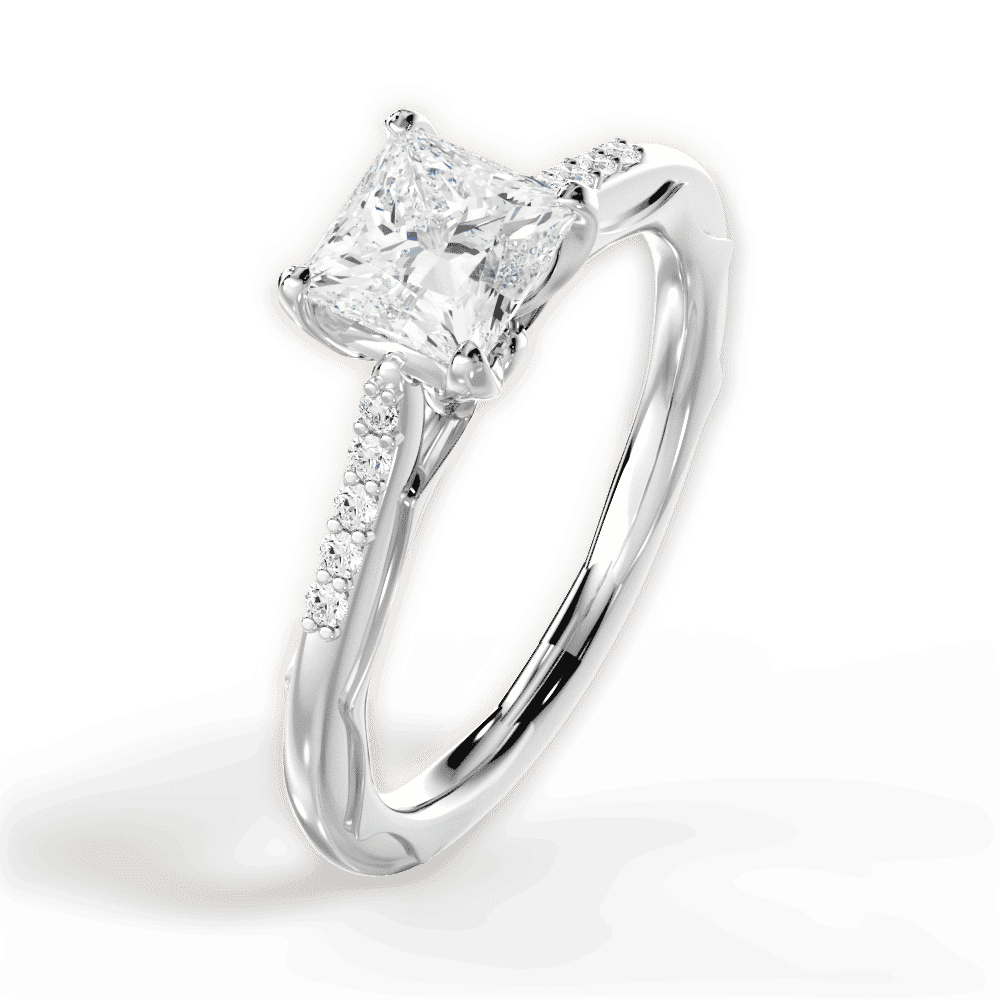 14kt White Gold/18kt White Gold/Platinum/princess/side