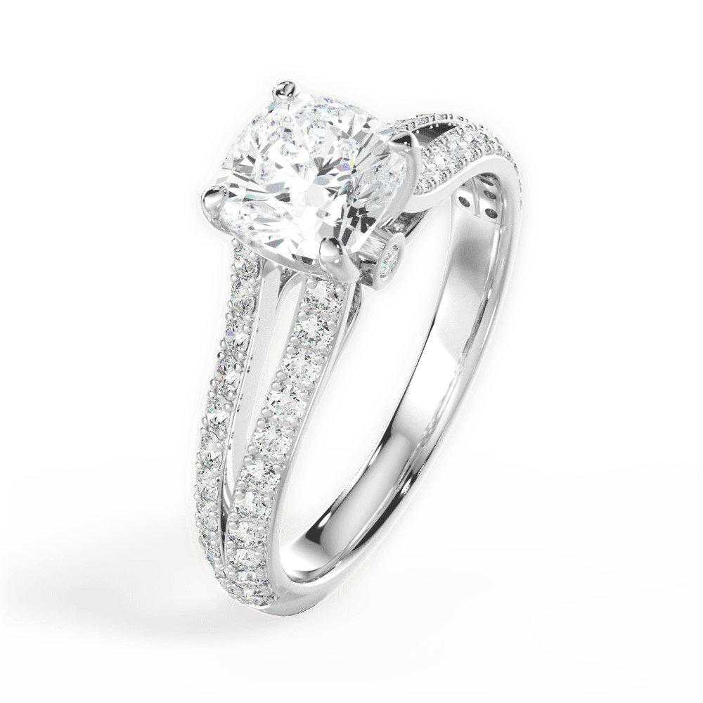 14kt White Gold/18kt White Gold/Platinum/cushion/side