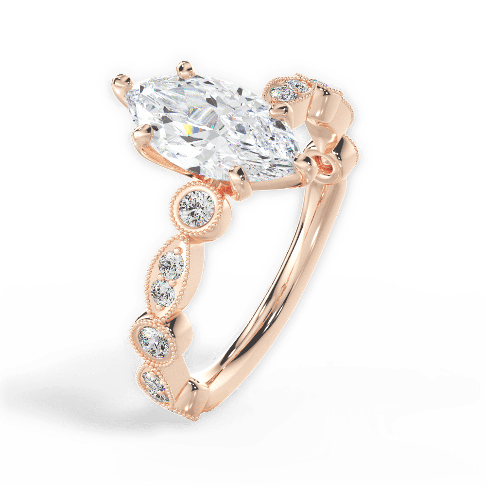 14kt Rose Gold/18kt Rose Gold/marquise/side
