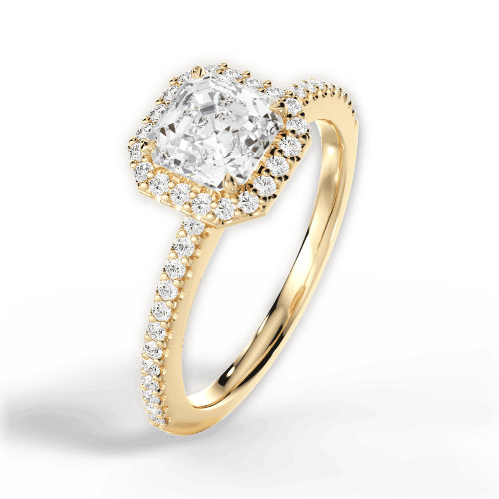 14kt Yellow Gold/18kt Yellow Gold/asscher/side