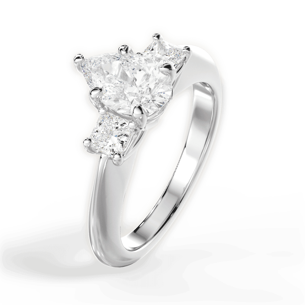 14kt White Gold/18kt White Gold/Platinum/pear/side