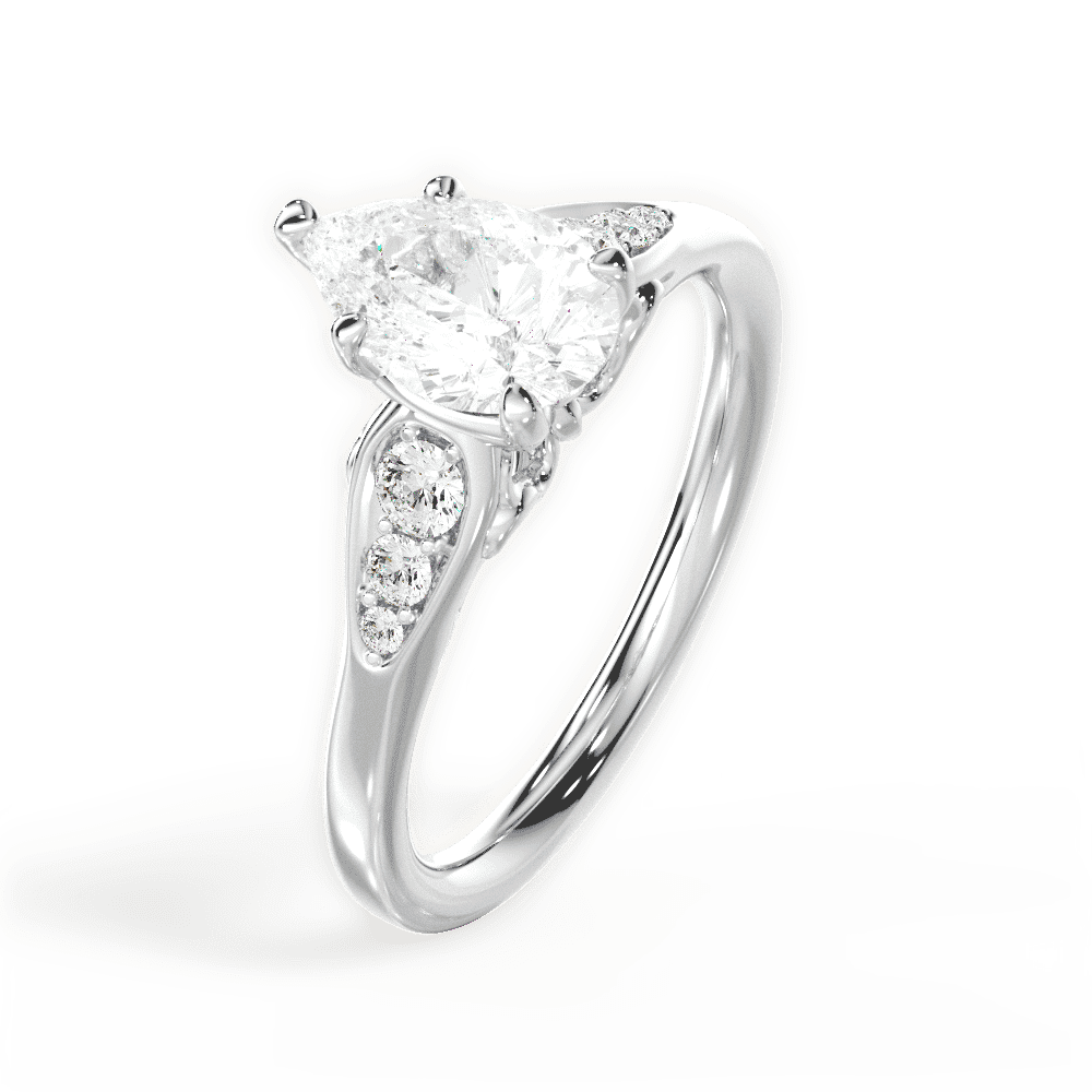 14kt White Gold/18kt White Gold/Platinum/pear/side