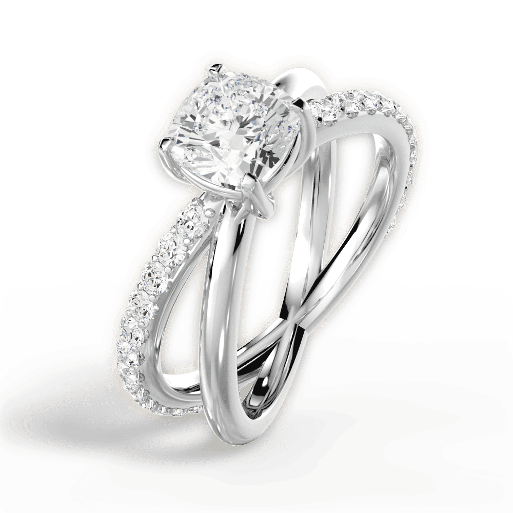 14kt White Gold/18kt White Gold/Platinum/cushion/side