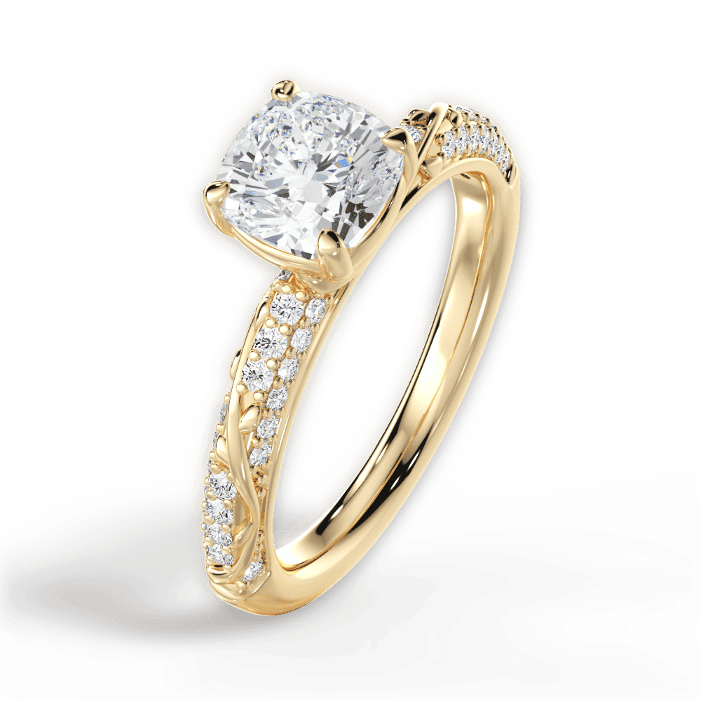 14kt Yellow Gold/18kt Yellow Gold/cushion/side
