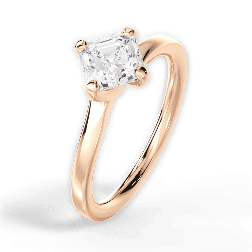 14kt Rose Gold/18kt Rose Gold/asscher/side