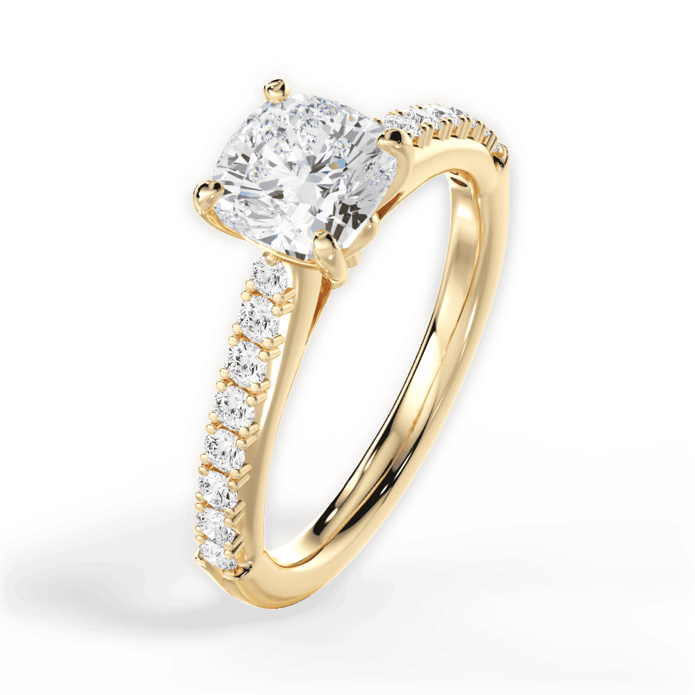 14kt Yellow Gold/18kt Yellow Gold/cushion/side
