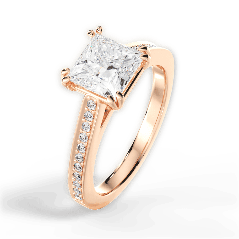 14kt Rose Gold/18kt Rose Gold/princess/side