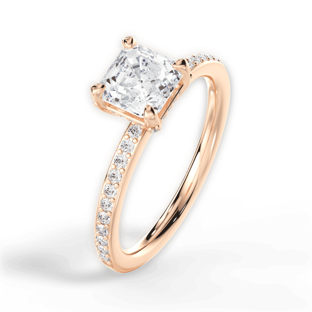14kt Rose Gold/18kt Rose Gold/asscher/side