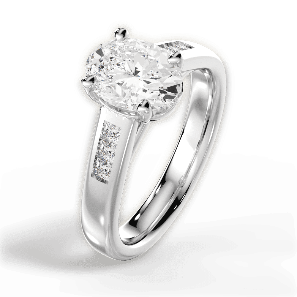 14kt White Gold/18kt White Gold/Platinum/oval/side