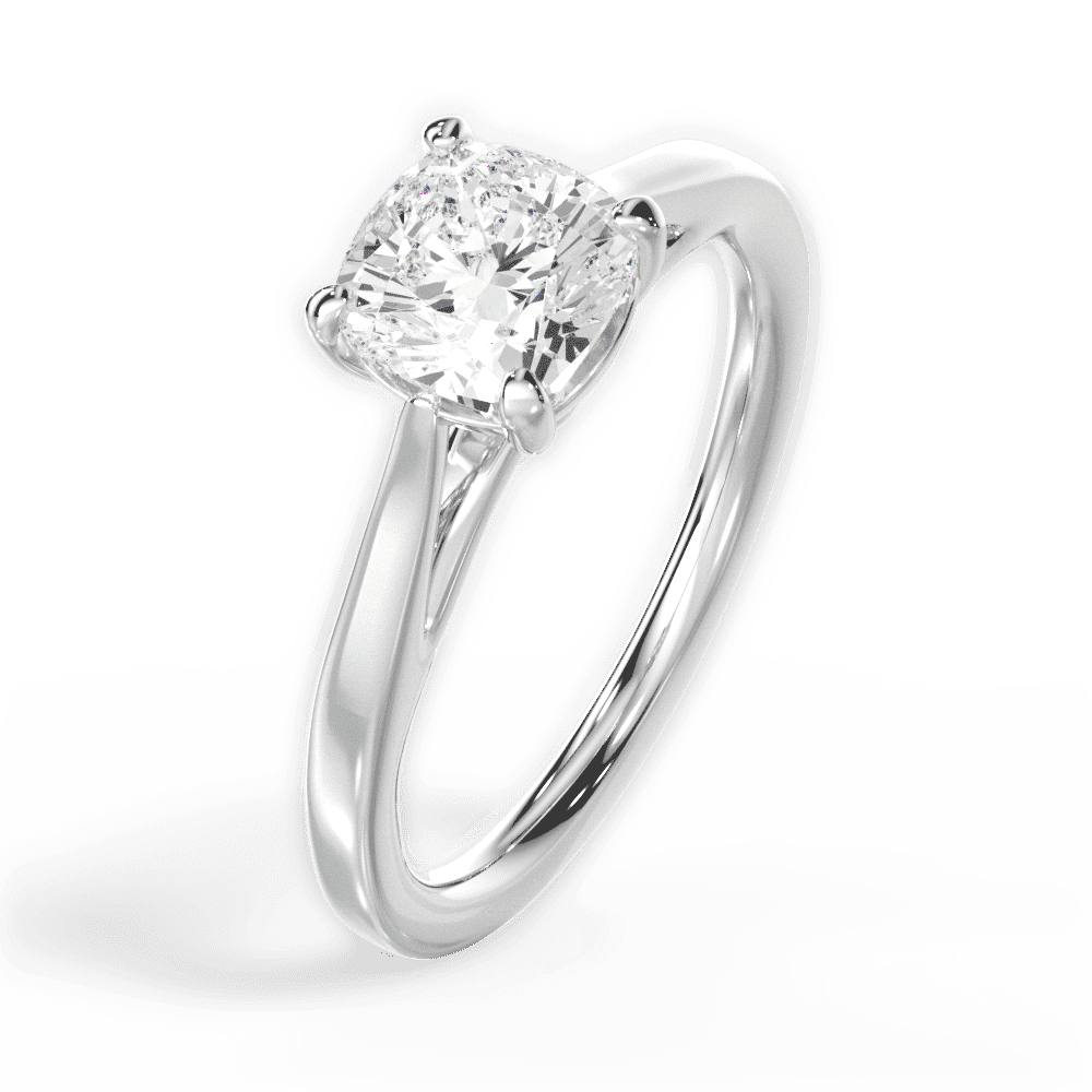 14kt White Gold/18kt White Gold/Platinum/cushion/side