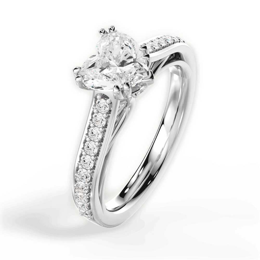 14kt White Gold/18kt White Gold/Platinum/heart/side