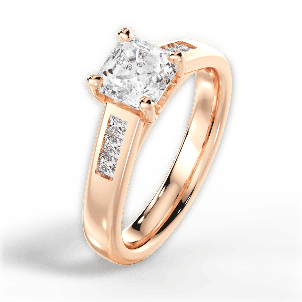 14kt Rose Gold/18kt Rose Gold/asscher/side