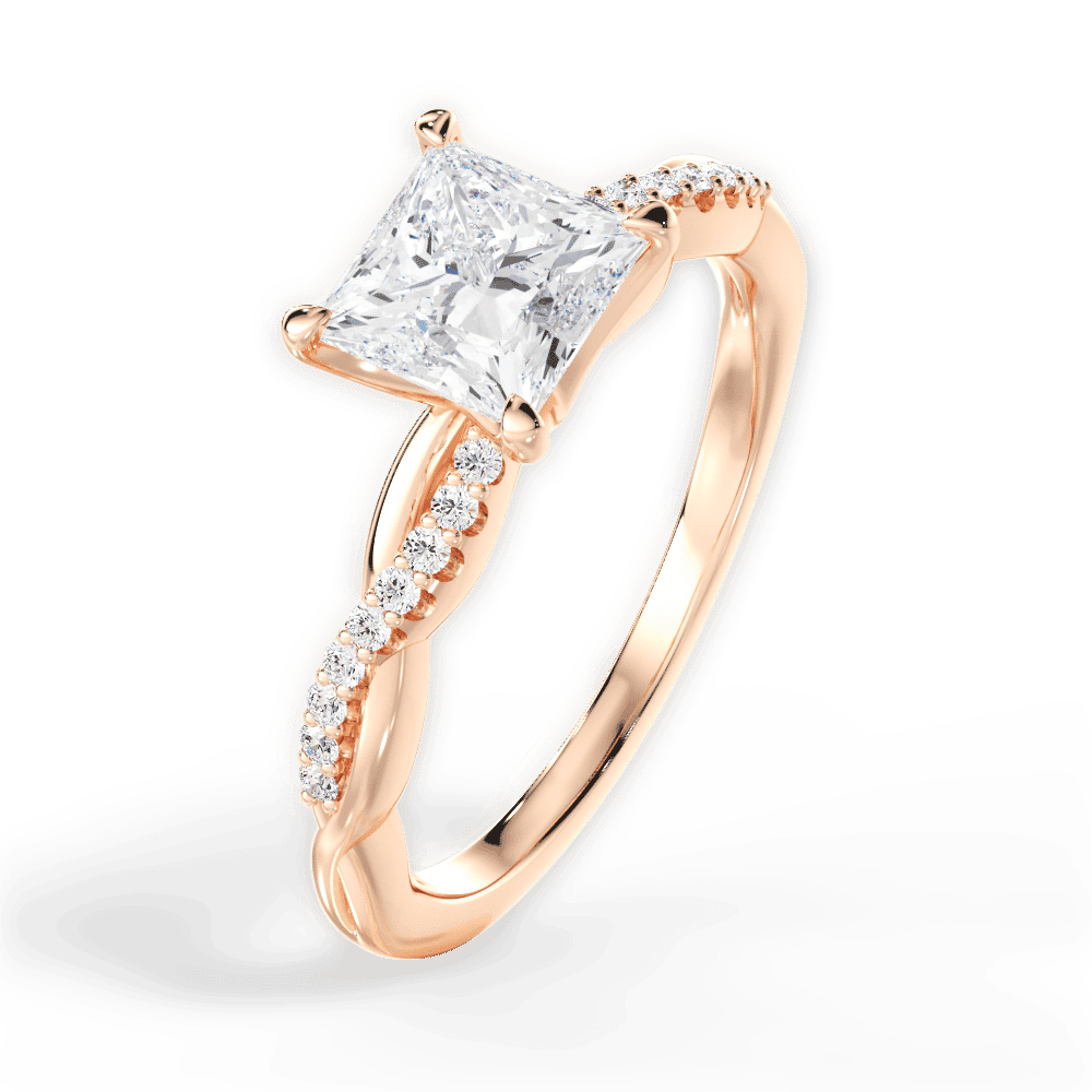 14kt Rose Gold/18kt Rose Gold/princess/side