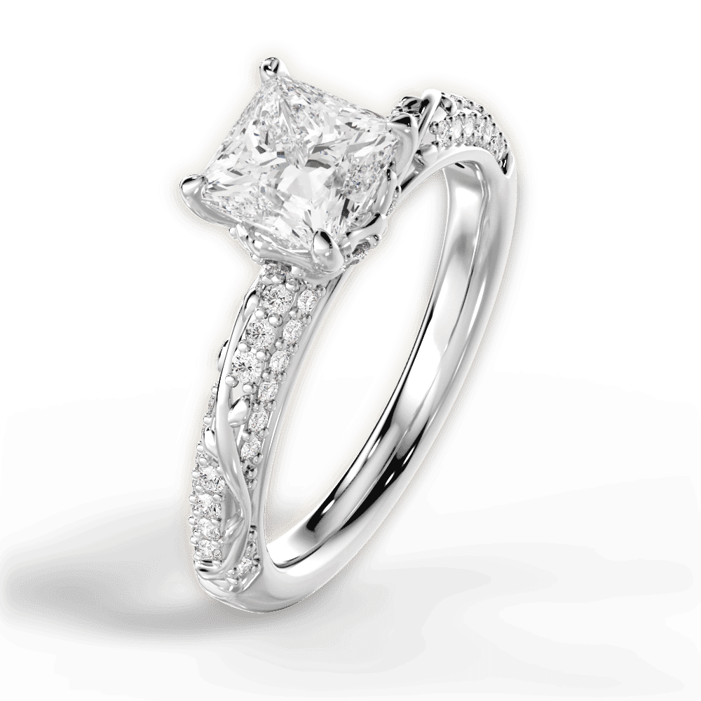 14kt White Gold/18kt White Gold/Platinum/princess/side