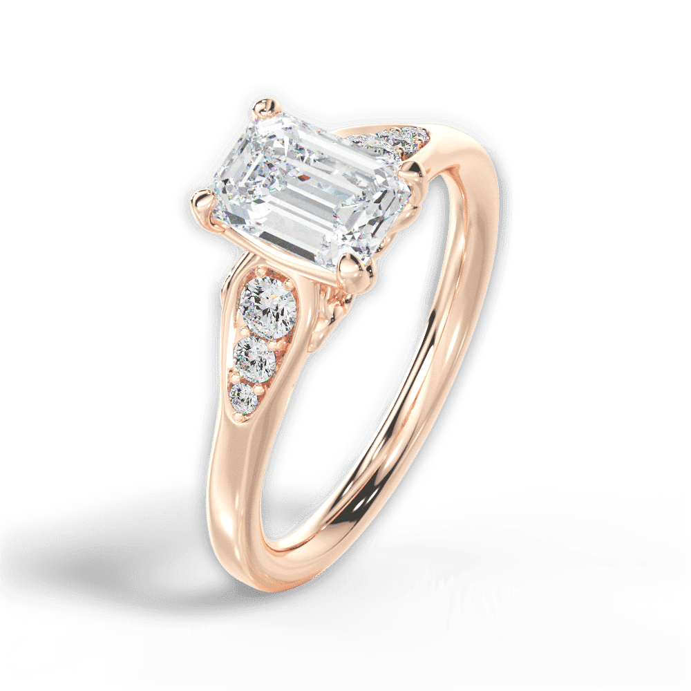 14kt Rose Gold/18kt Rose Gold/emerald/side