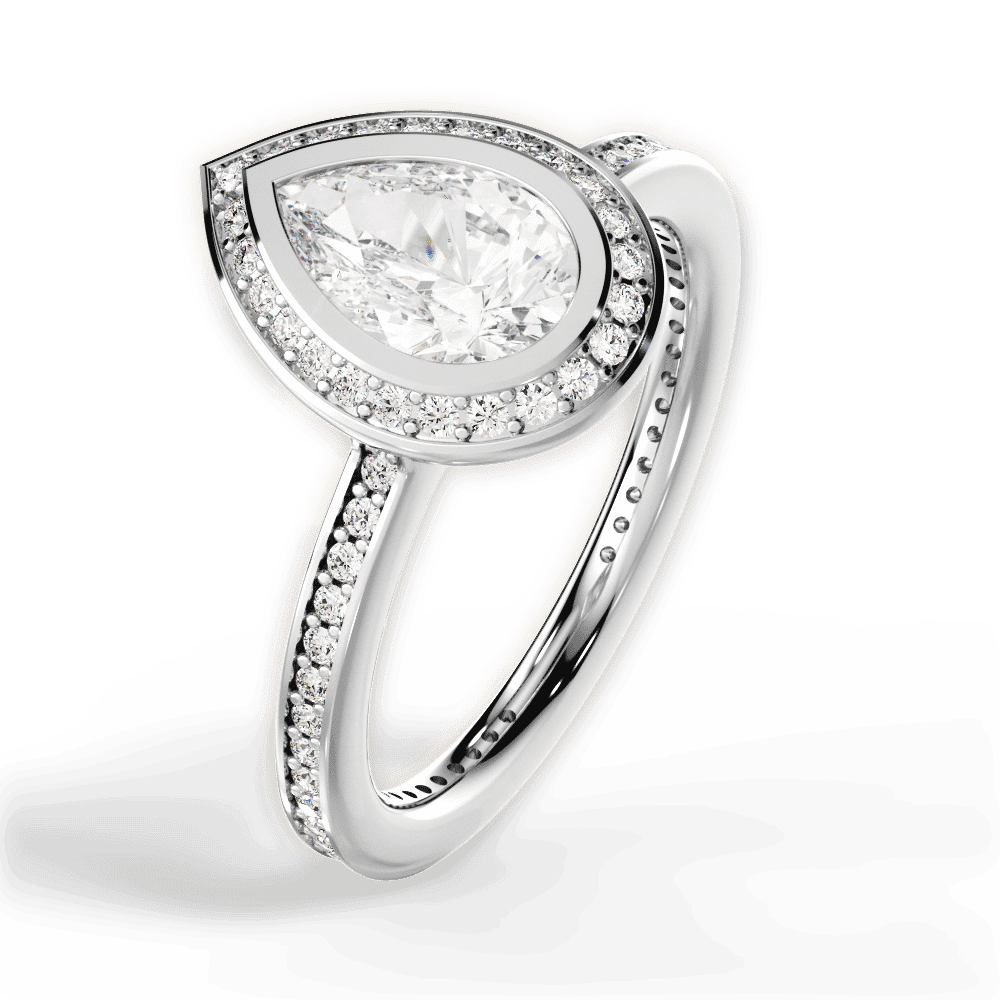 14kt White Gold/18kt White Gold/Platinum/pear/side