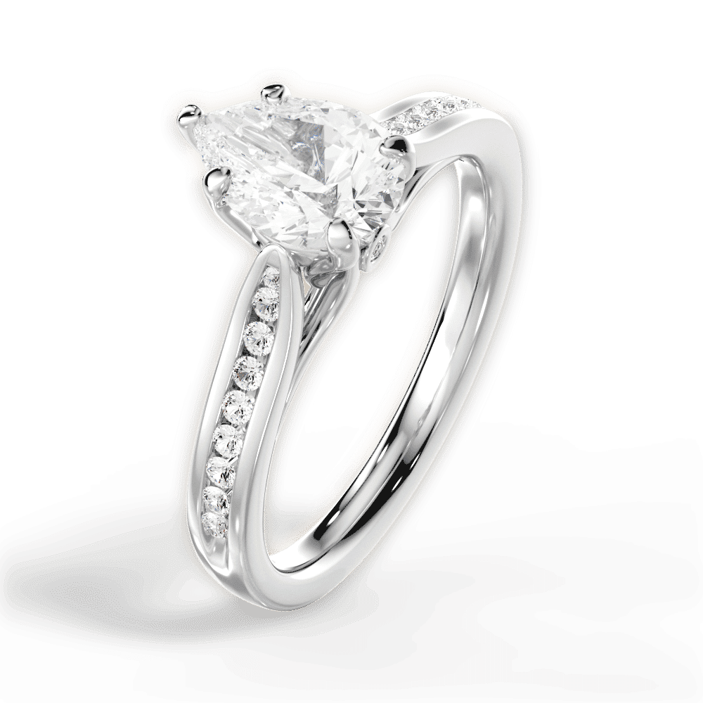 14kt White Gold/18kt White Gold/Platinum/pear/side