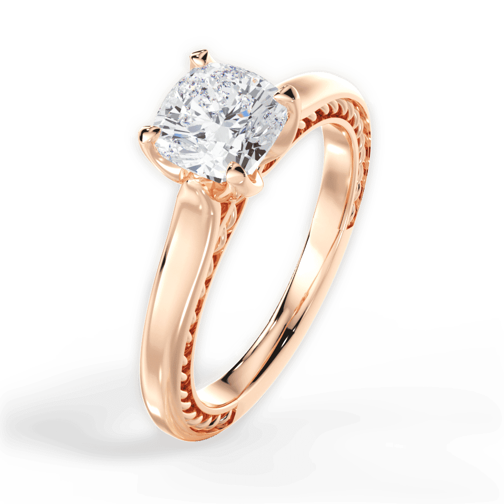 14kt Rose Gold/18kt Rose Gold/cushion/side