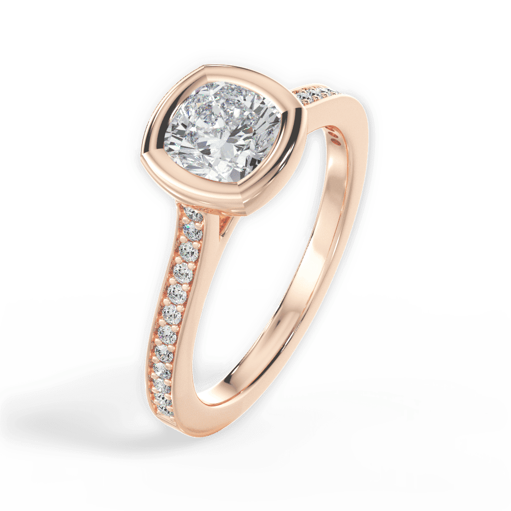 14kt Rose Gold/18kt Rose Gold/cushion/side
