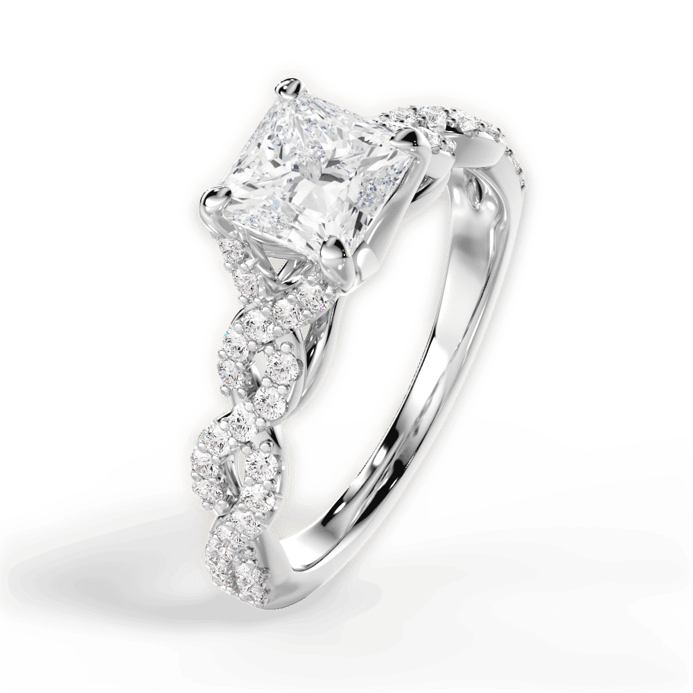 14kt White Gold/18kt White Gold/Platinum/princess/side