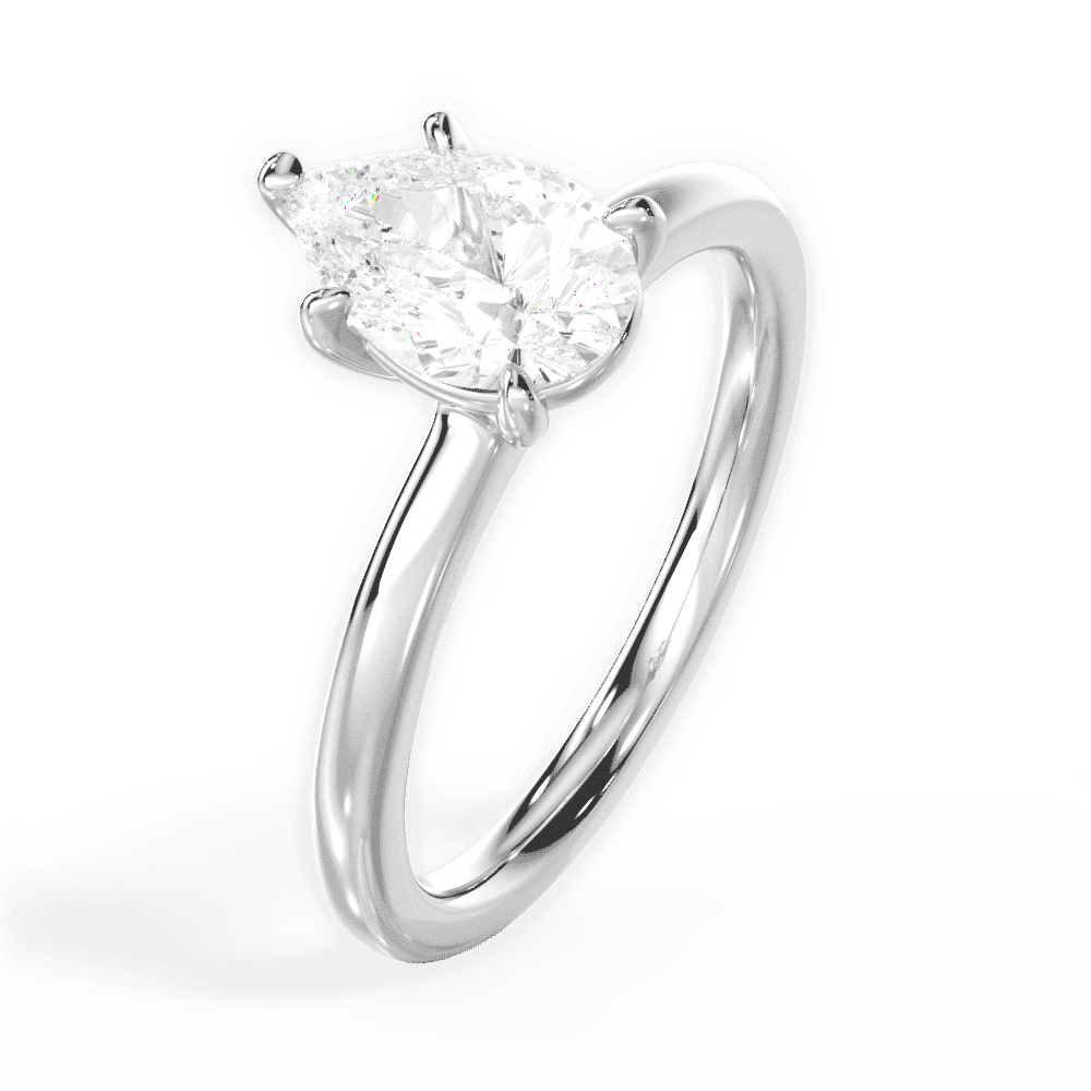 14kt White Gold/18kt White Gold/Platinum/pear/side