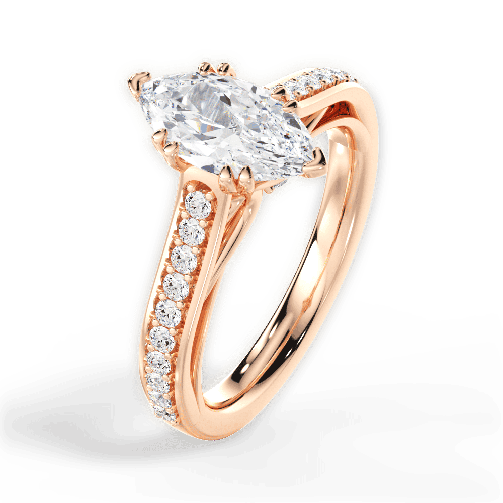 14kt Rose Gold/18kt Rose Gold/marquise/side