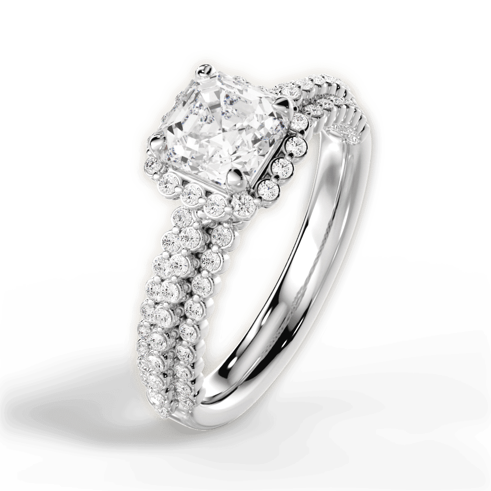14kt White Gold/18kt White Gold/Platinum/asscher/side