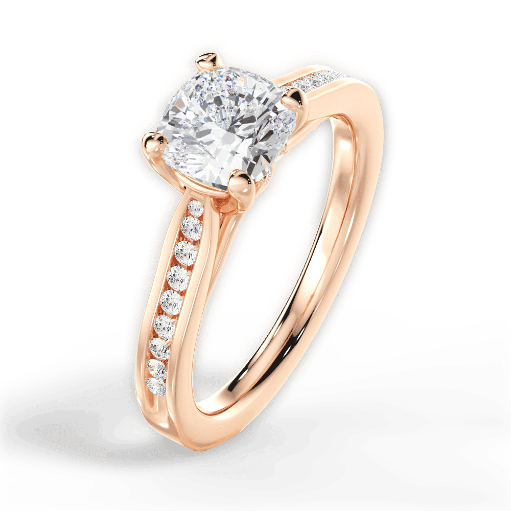 14kt Rose Gold/18kt Rose Gold/cushion/side