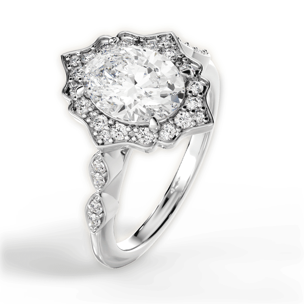 14kt White Gold/18kt White Gold/Platinum/oval/side