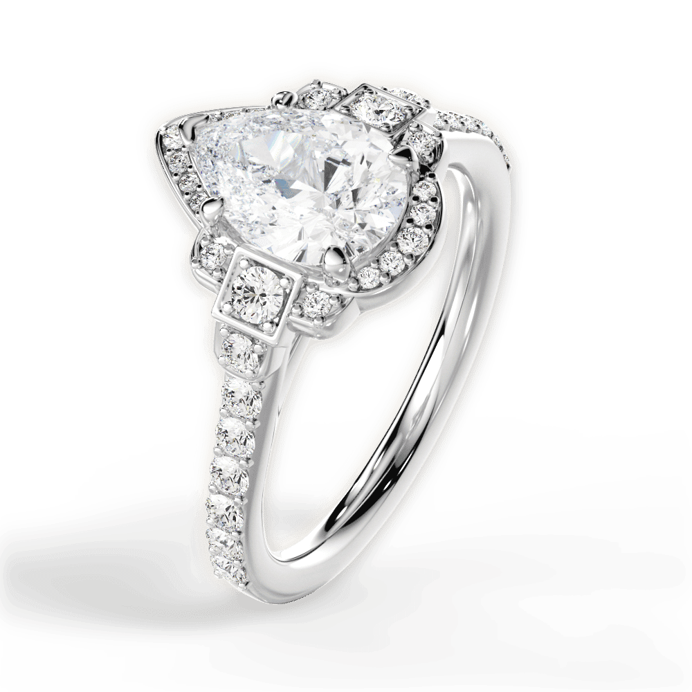 14kt White Gold/18kt White Gold/Platinum/pear/side