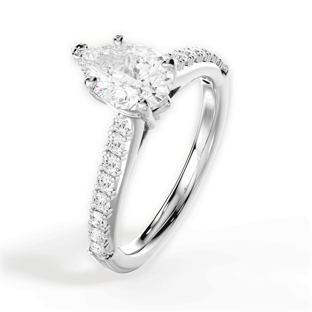 14kt White Gold/18kt White Gold/Platinum/pear/side