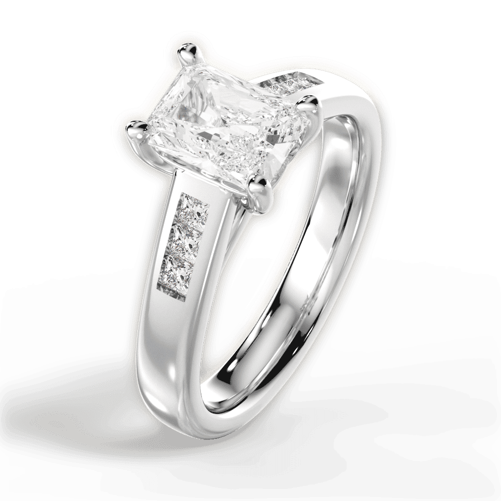 14kt White Gold/18kt White Gold/Platinum/radiant/side