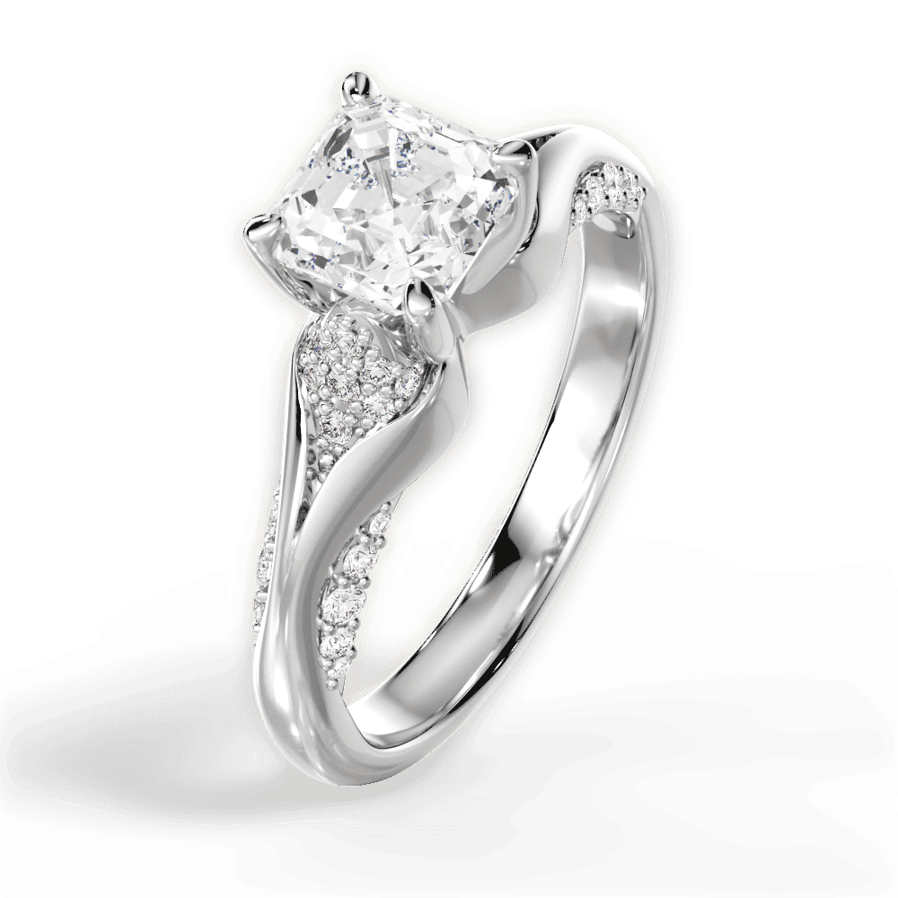 14kt White Gold/18kt White Gold/Platinum/asscher/side