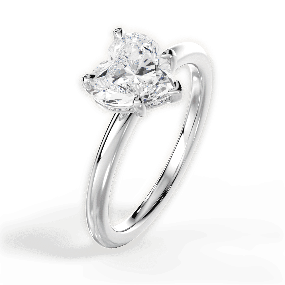 14kt White Gold/18kt White Gold/Platinum/heart/side