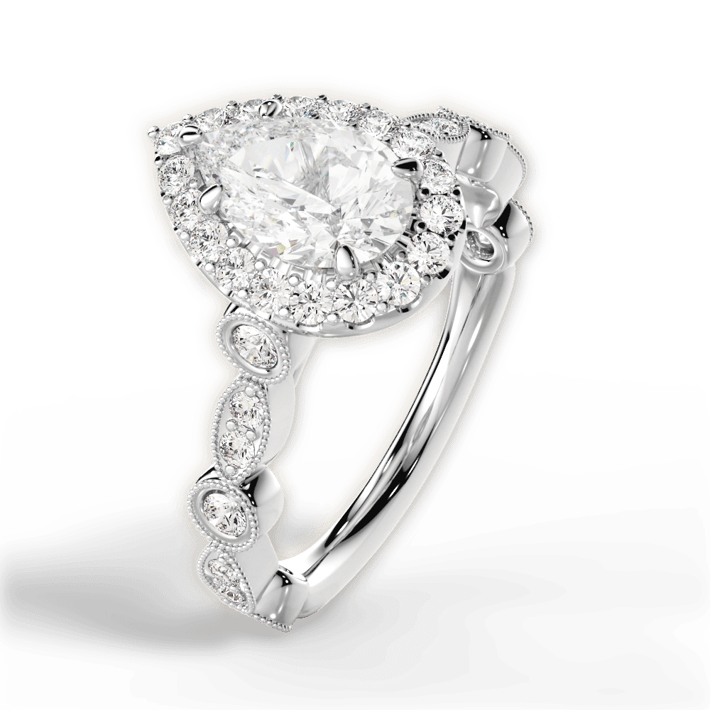 14kt White Gold/18kt White Gold/Platinum/pear/side