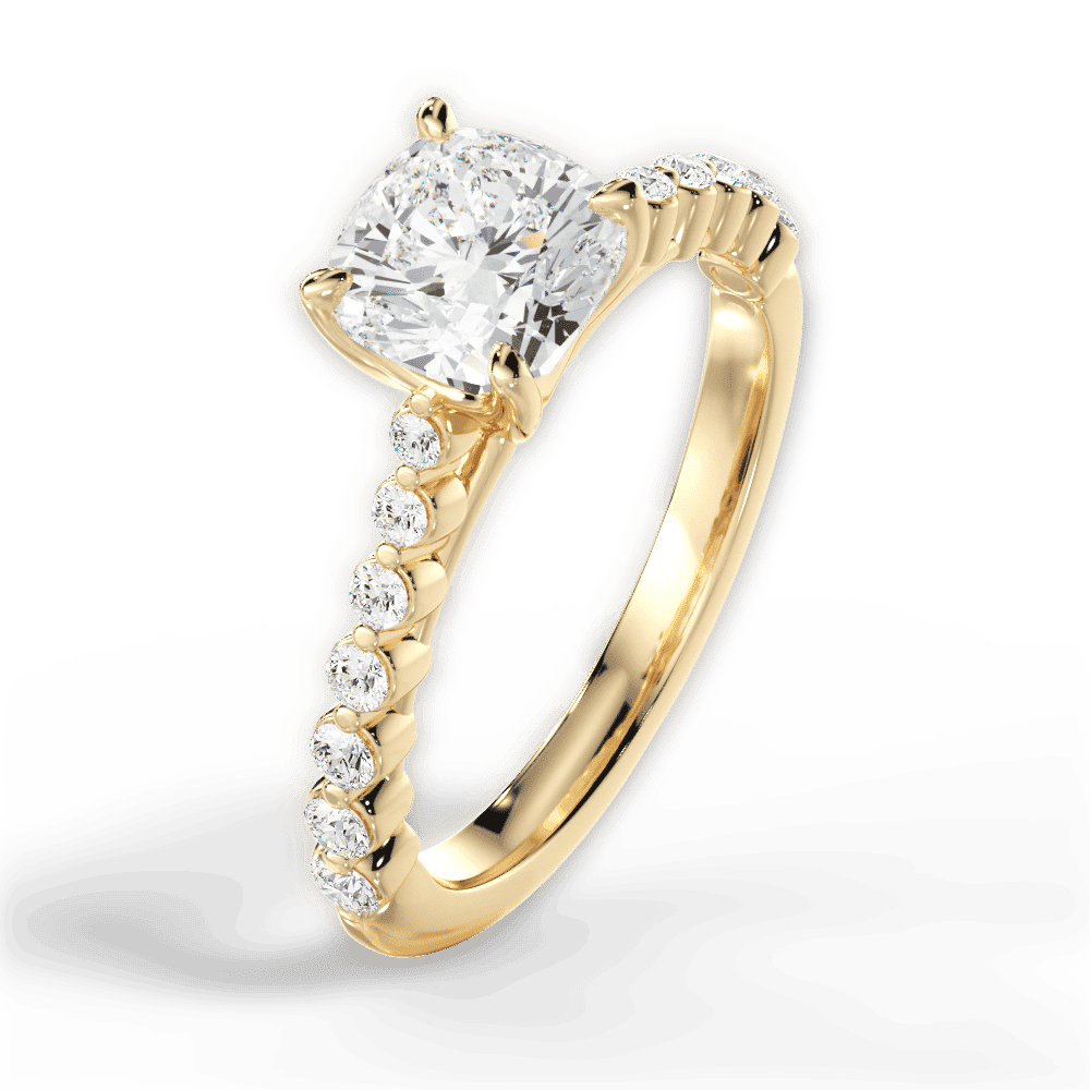 14kt Yellow Gold/18kt Yellow Gold/cushion/side