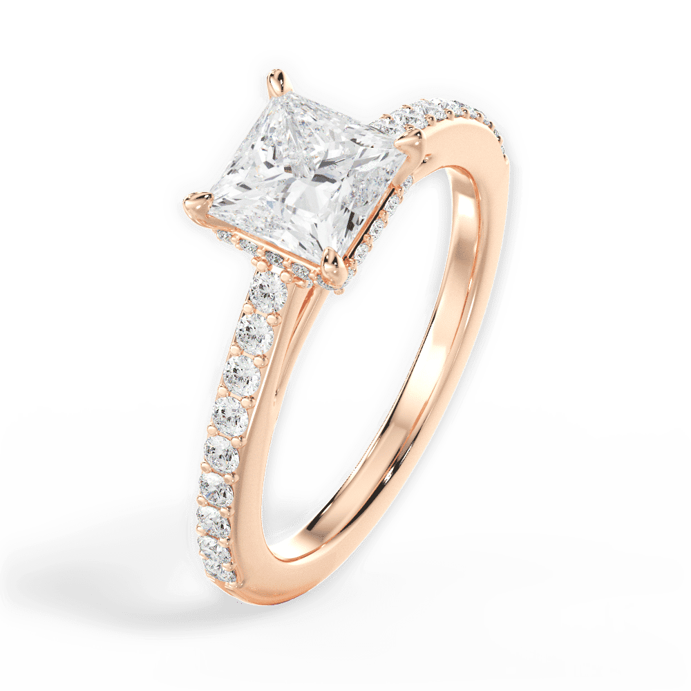 14kt Rose Gold/18kt Rose Gold/princess/side