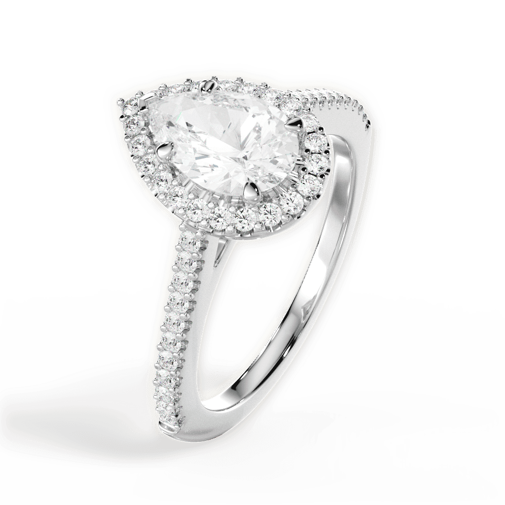 14kt White Gold/18kt White Gold/Platinum/pear/side