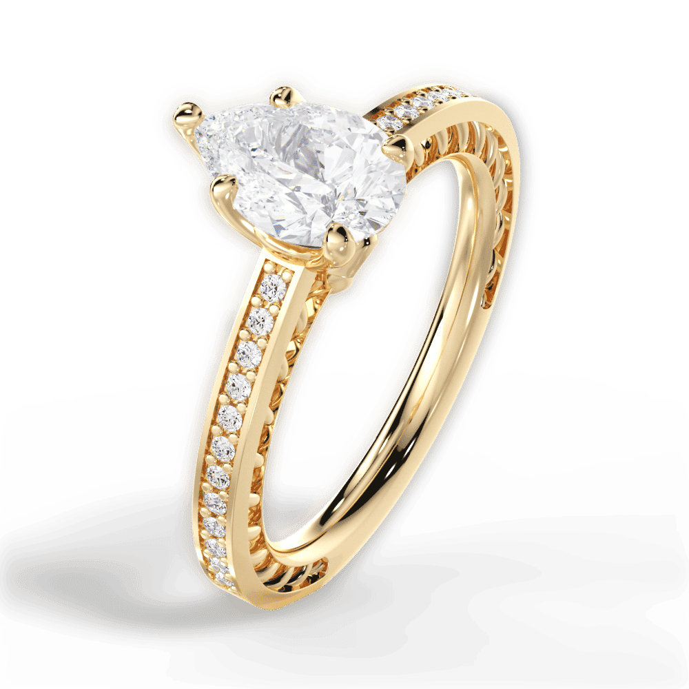 14kt Yellow Gold/18kt Yellow Gold/pear/side