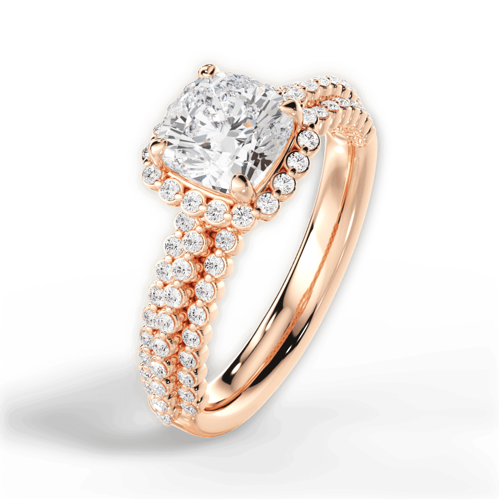 14kt Rose Gold/18kt Rose Gold/cushion/side