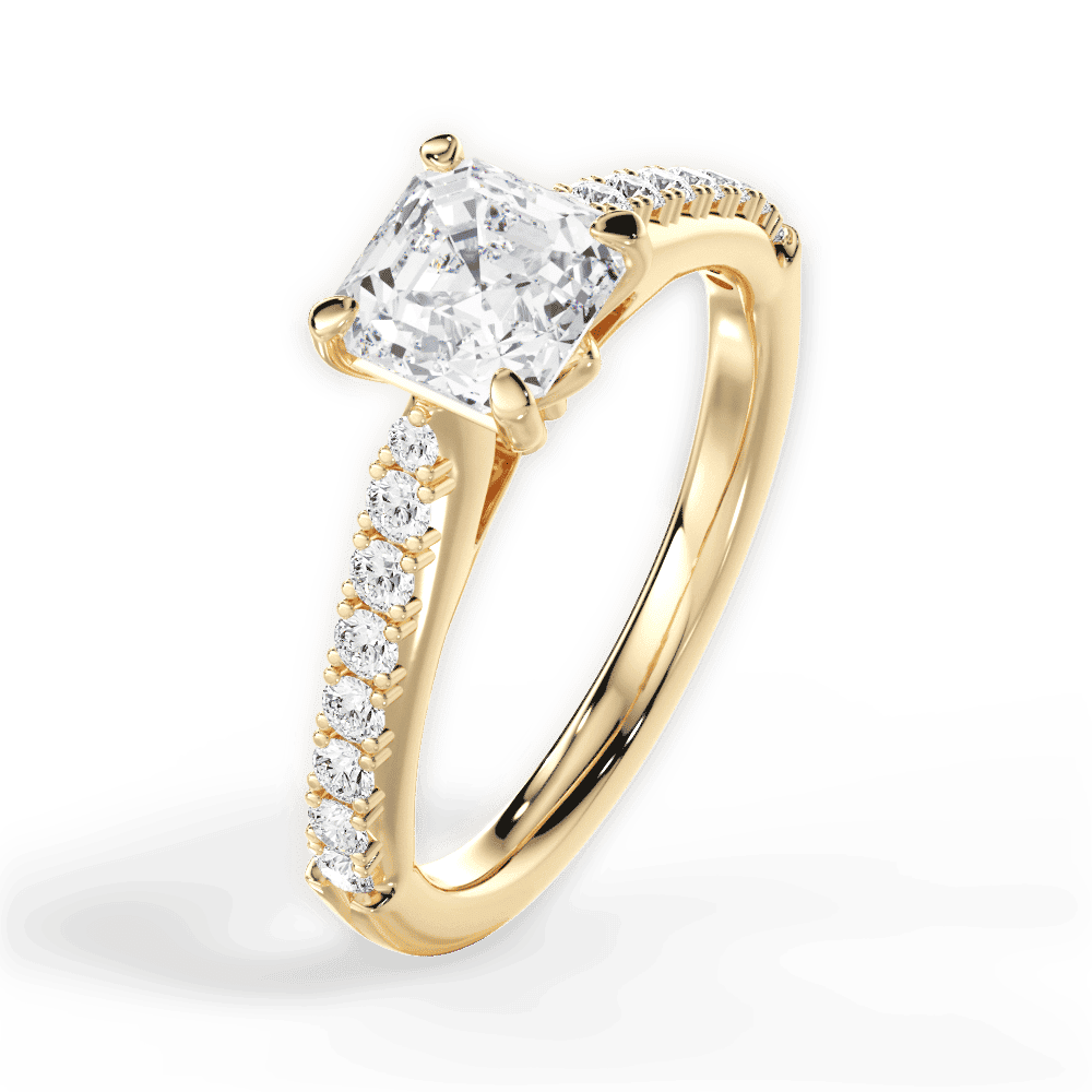14kt Yellow Gold/18kt Yellow Gold/asscher/side