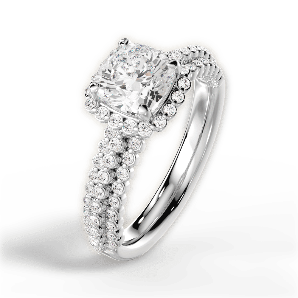 14kt White Gold/18kt White Gold/Platinum/cushion/side