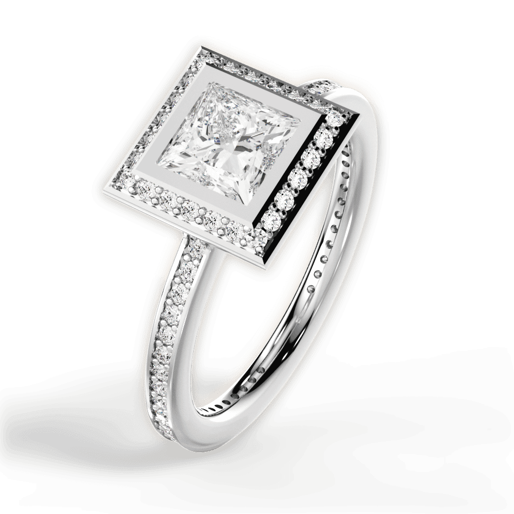 14kt White Gold/18kt White Gold/Platinum/princess/side