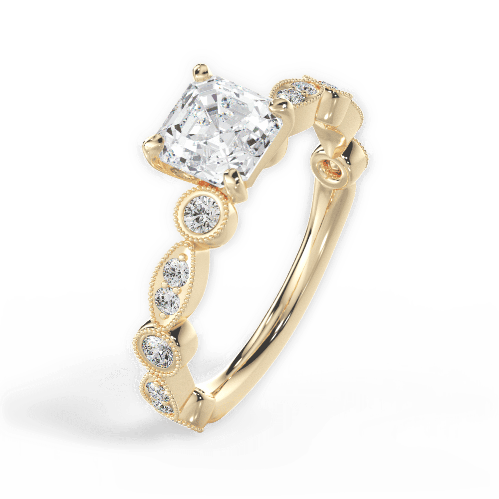 14kt Yellow Gold/18kt Yellow Gold/asscher/side