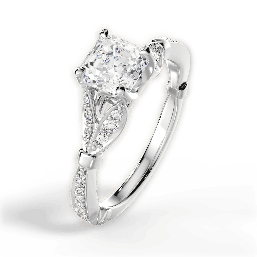 14kt White Gold/18kt White Gold/Platinum/asscher/side
