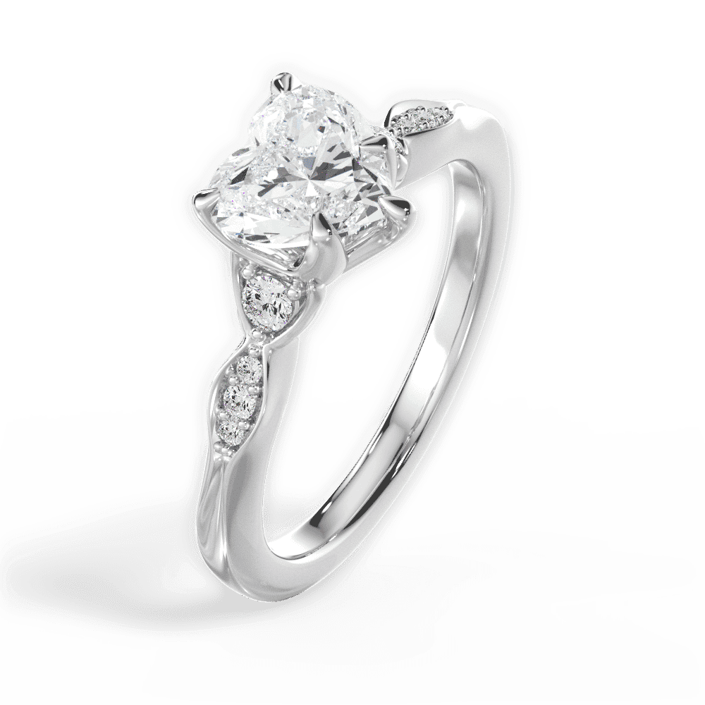 14kt White Gold/18kt White Gold/Platinum/heart/side